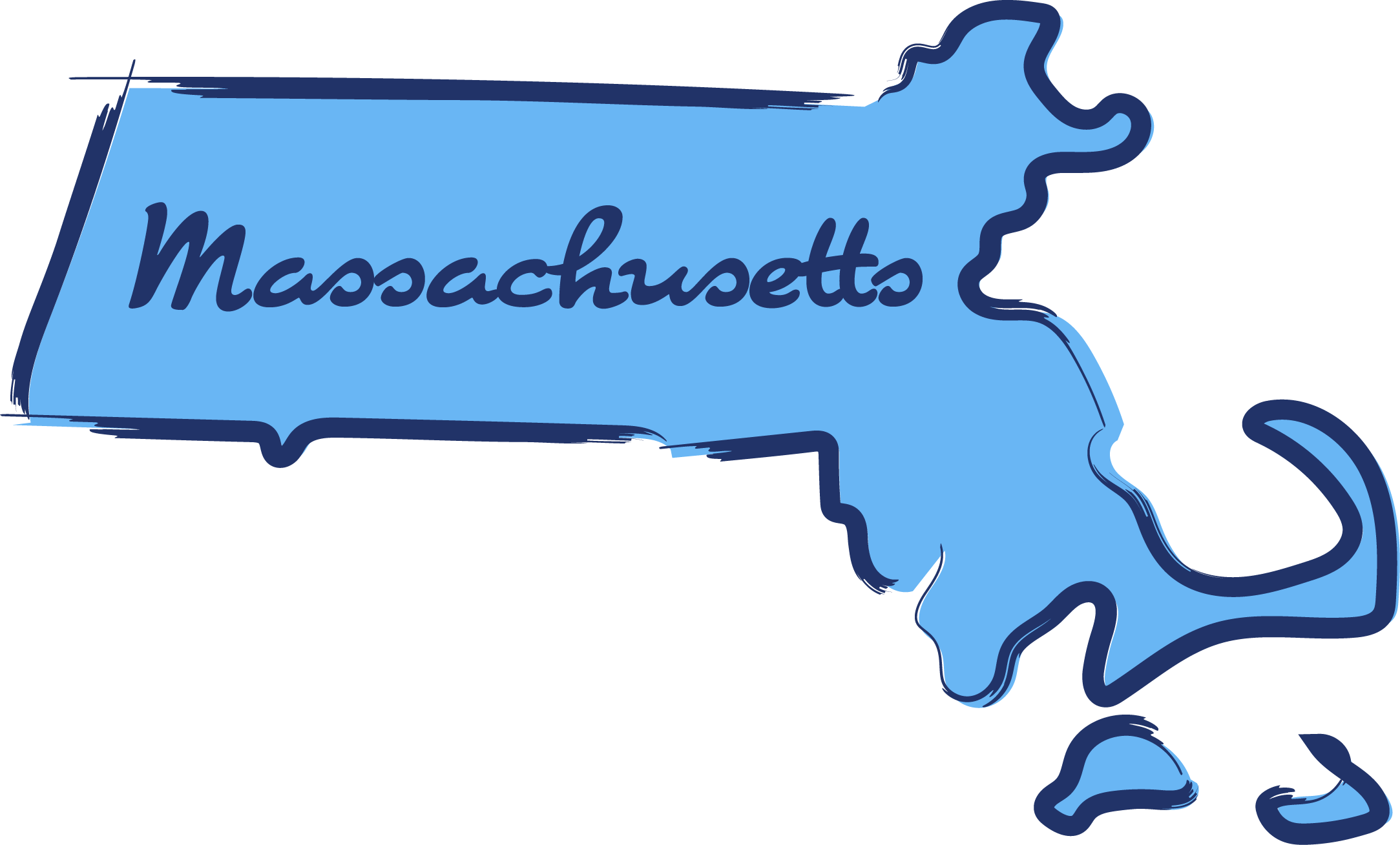 Massachusetts graphic with script font